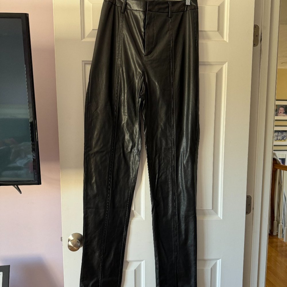 Pretty Little Thing Faux Leather Split Hem Skinny Trouser